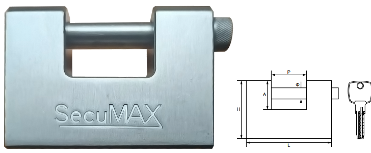 CADENAS SecuMAX DB21-95MM RECTANGULAIRE ACIER 5CLES NICKEL